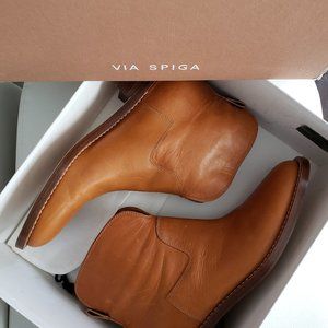 Via Spiga Cognac Leather Boots - 8 1/2